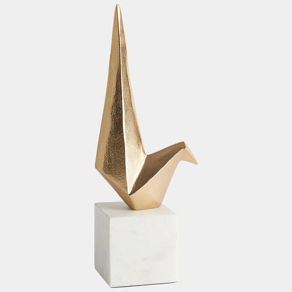 Scultura Decorativa a Forma di Uccello Origami Color Oro