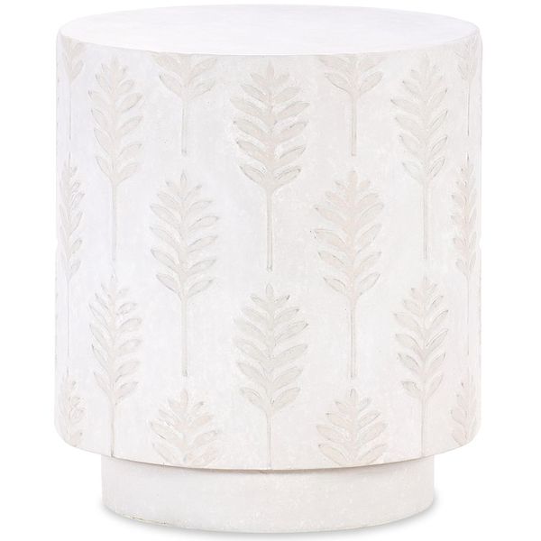 Tavolino d'angolo foglia palma, Bianco Sporco fw6260615