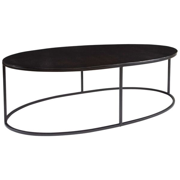 Tavolino da caffe ovale Coreene finitura nero invecchiato gp1339542